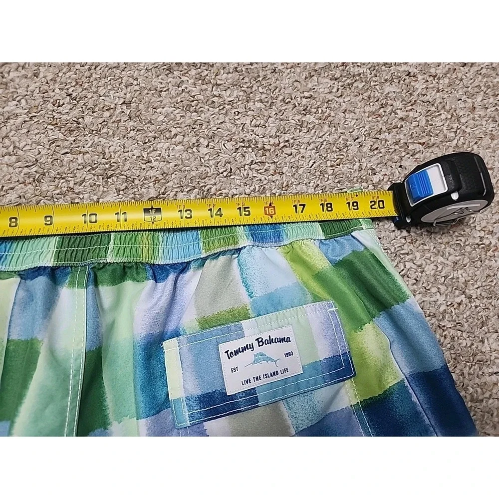 Tommy Bahama Baja Harbor Cove Blue Plaid Swimsuit Men's XXL Pockets‎ Liner Zip